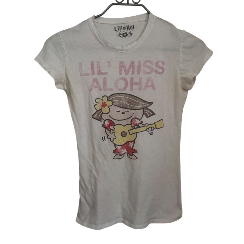 Lili Koi Lil' Miss Aloha Graphic‎ Tee Hawaii Girl's T-Shirt White Size M